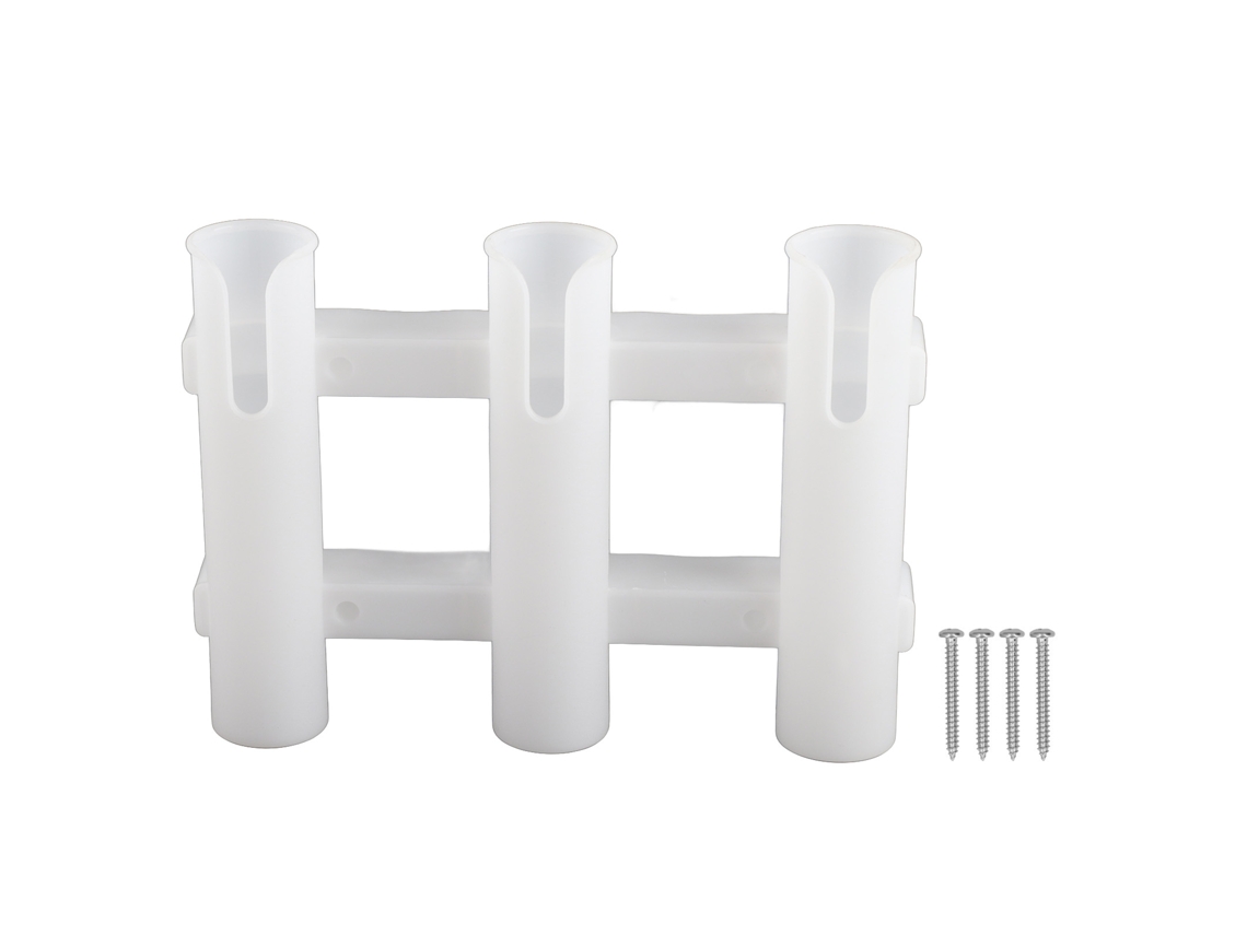 Soporte Para Cañas De Pescar De Abs Con 3 Tubos, Soporte Para Accesorios De Pesca Para Kayak, Yate, Agua Dulce Y Salada, Blanco.