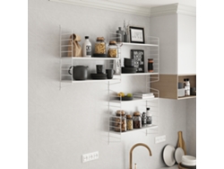 Juego de 4 estanterías de pared Strängnäs de 3 niveles ajustables acero 50 x 60 x 15 cm blanco mate [EN.CASA]