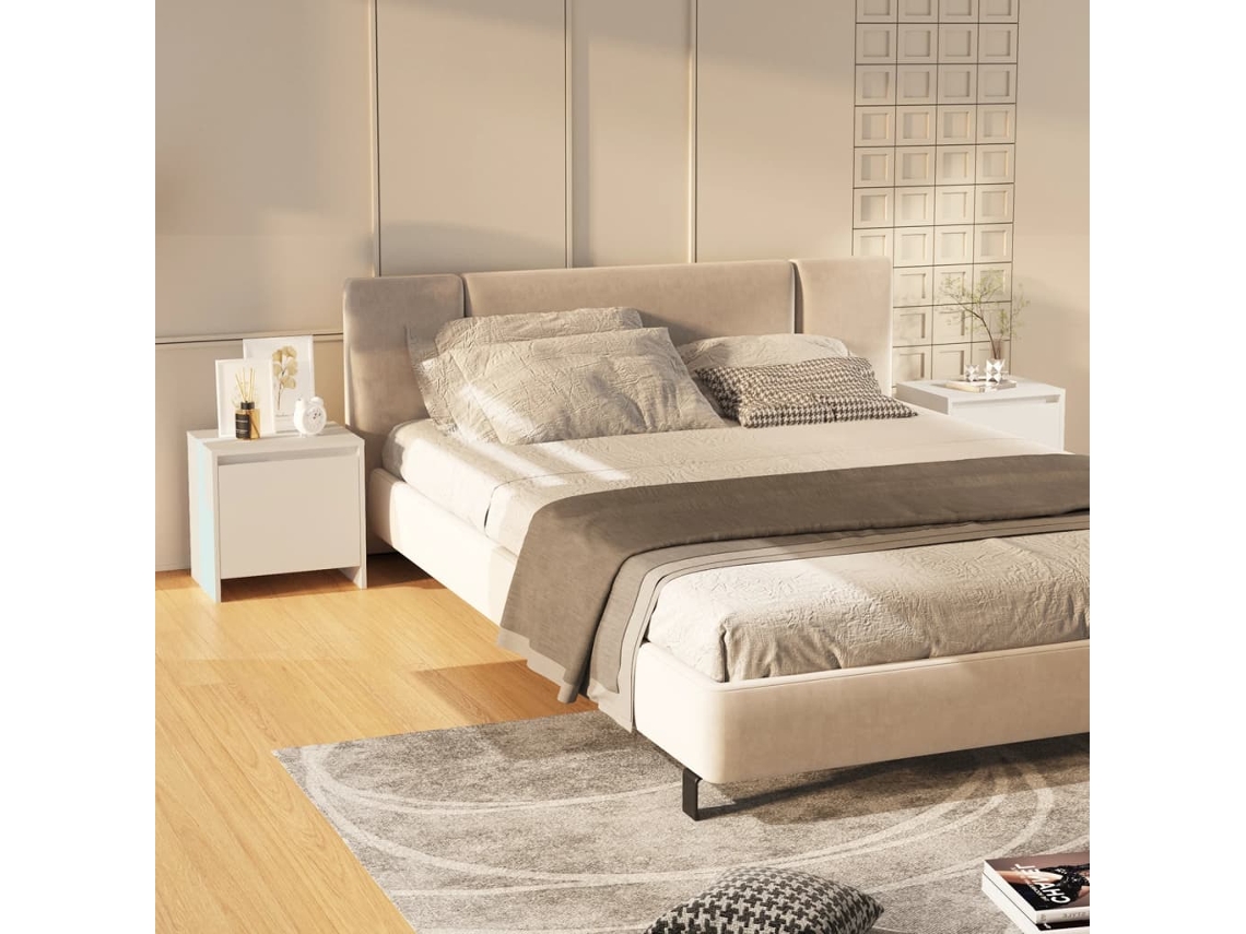 Mesitas de Noche LOVELY HOME Mesinha 2 Pcs 45X34X44,5 Cm Aglomerado Branco