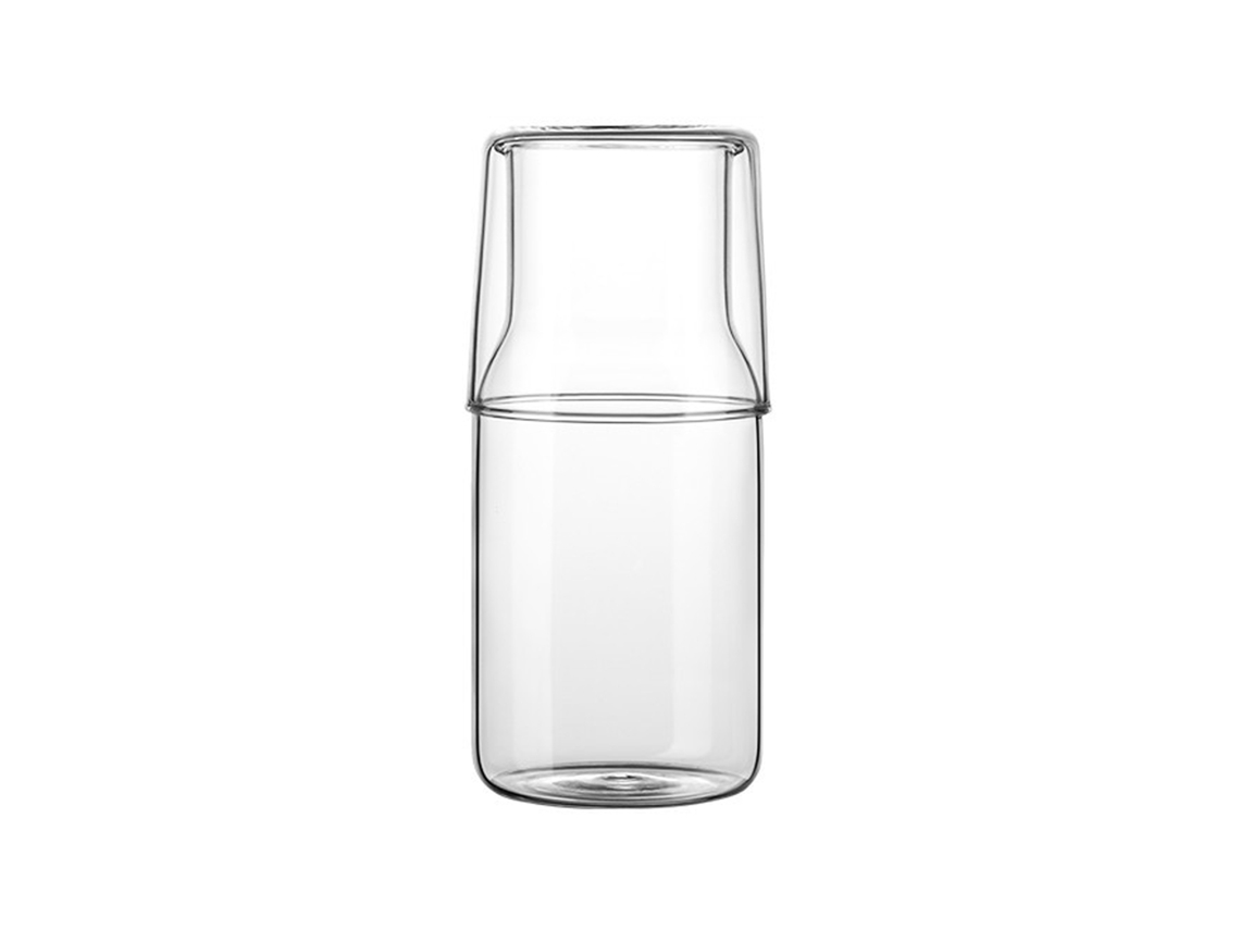 Jarra y vaso de vidrio para agua fría, 400 ml, para uso doméstico individual.