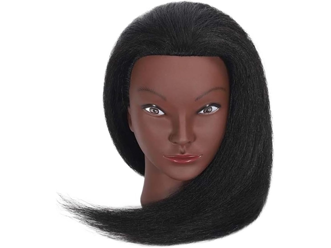 Cabeza De Maniquí De Cabello 100% Humano, 40 Cm, Para Practicar Trenzado Y Peinado (solo En Color Negro).