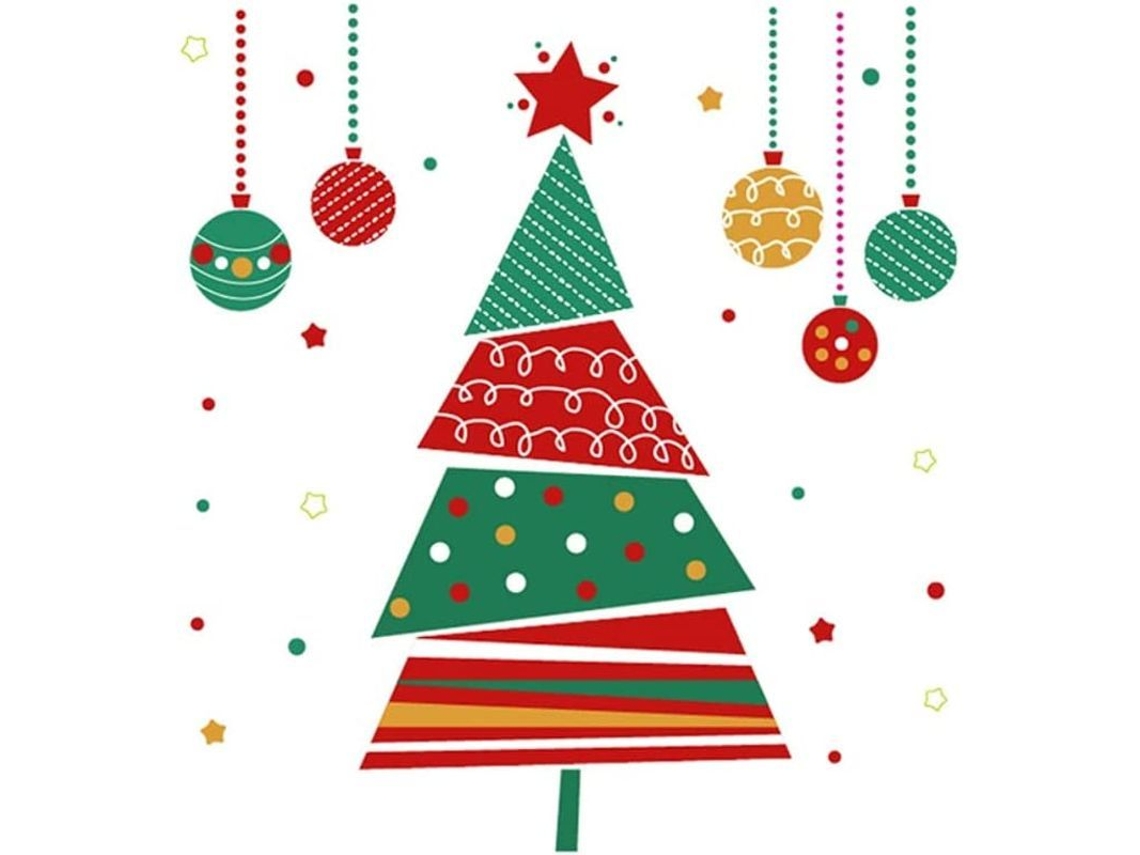 Conjunto De 4 Pegatinas De Árbol De Navidad Desmontables Para Ventana Cuarto Sala 43x26cm