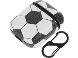 Funda protectora de piel sintética con estampado de fútbol. Incluye gancho para transportar y proteger los auriculares. Gokoco