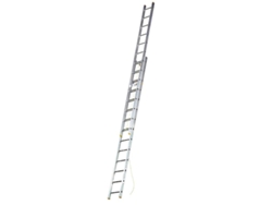 Escalera aluminio 2 tramos mecanica 14 peldaños. plegable, telescópica, antideslizante, resistente