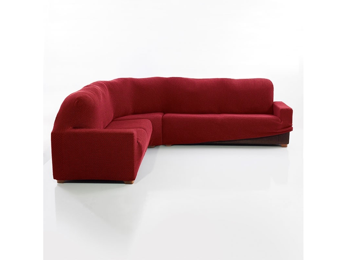 Maxifundas Fundas De Sofa Chaise Longue. Funda Sofá Rinconera Relive Color Rojo. Funda Protectora Súper Elástica Para Sofá Rinconera.
