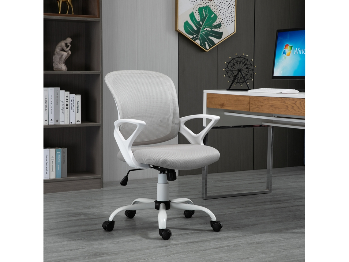 VPMKP - Silla de oficina Vinsetto, malla transpirable, inclinación y altura ajustables, giro 360°, soporte lumbar, 61x61x89-99 cm, gris