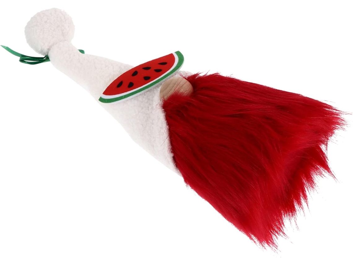 Muñeco De Gnomo Hawaiano Con Tela Roja - Decoración Creativa De Sandía Para Jardín Y Fiestas - Ambiente Festivo Para