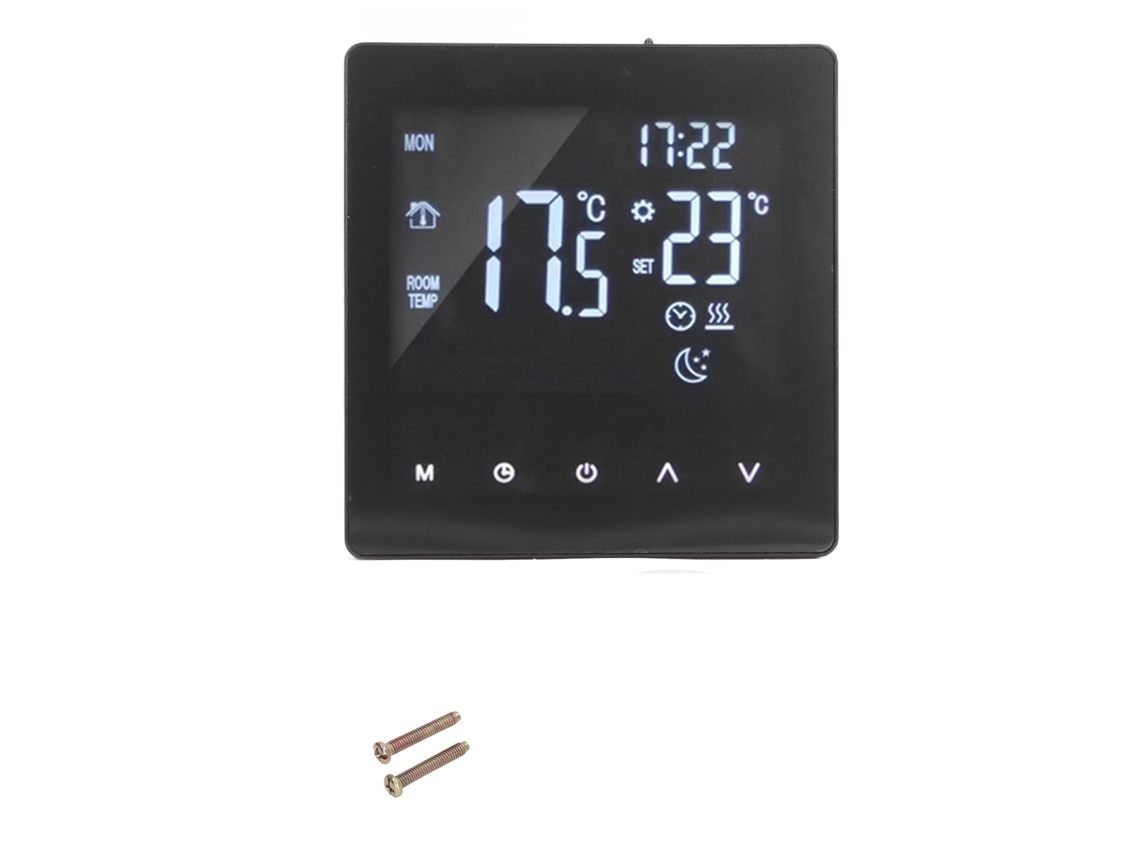 Termostato Digital Inteligente Con Pantalla Táctil Lcd Programable, Wifi, Para Calefacción Por Suelo Radiante - Negro