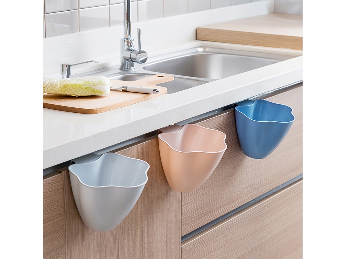 Mini bote de basura colgante con puerta de armario, para cocina, baño y bolsa de basura