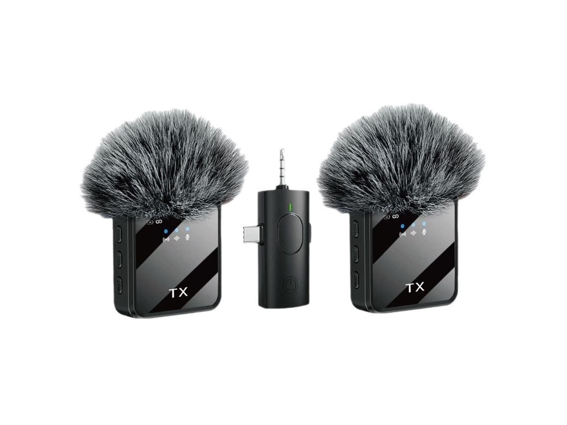 Micrófono de solapa inalámbrico 3 en 1 para iPhone/teléfonos Android y cámaras, con batería de larga duración. Hexinyigjly