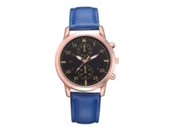 Reloj De Pulsera Azul De Piel Sintética Para Mujer Con Movimiento De Cuarzo Y Diseño Redondo.
