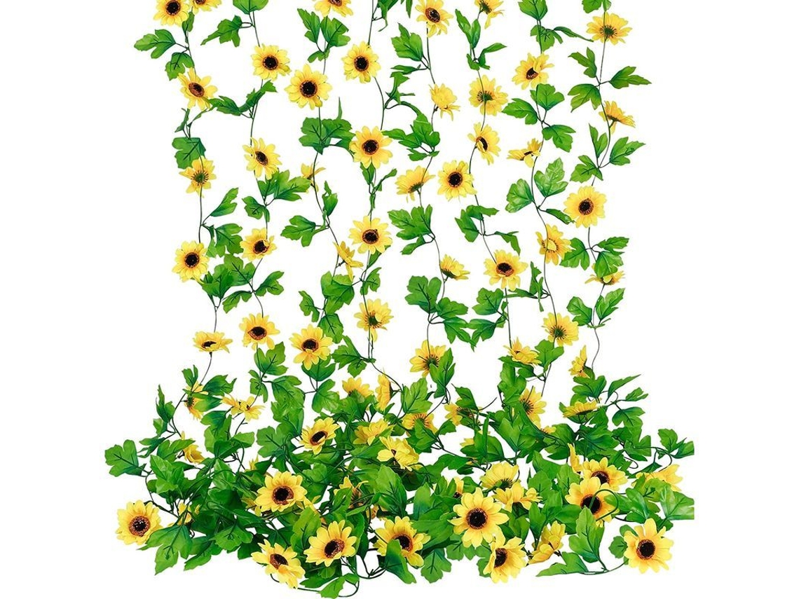 2026altiro-8 Guirnaldas Artificiales De Girasoles, 18 Metros, De Seda Amarilla Con Hojas Verdes, Para Decoración Del Hogar.