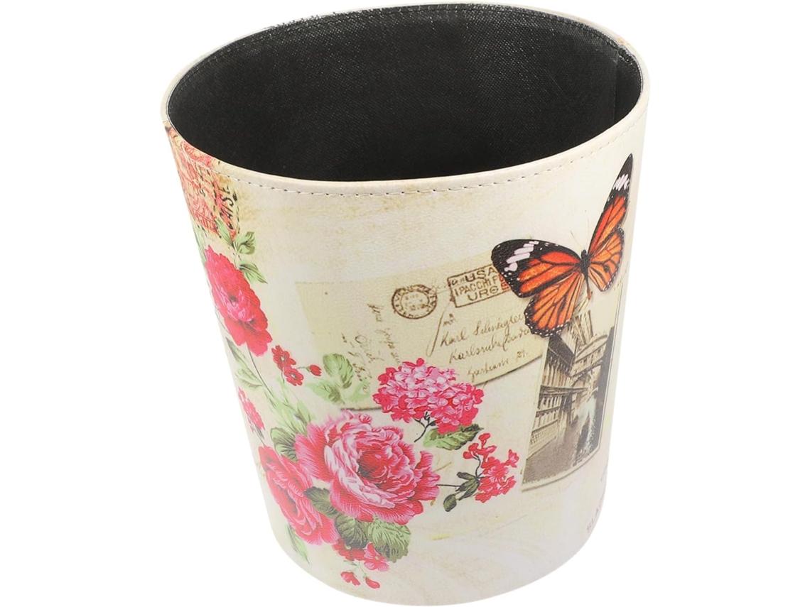Papelera de 10 litros de piel sintética con compartimento de almacenamiento integrado, impermeable y decorativa. SFUSHOS