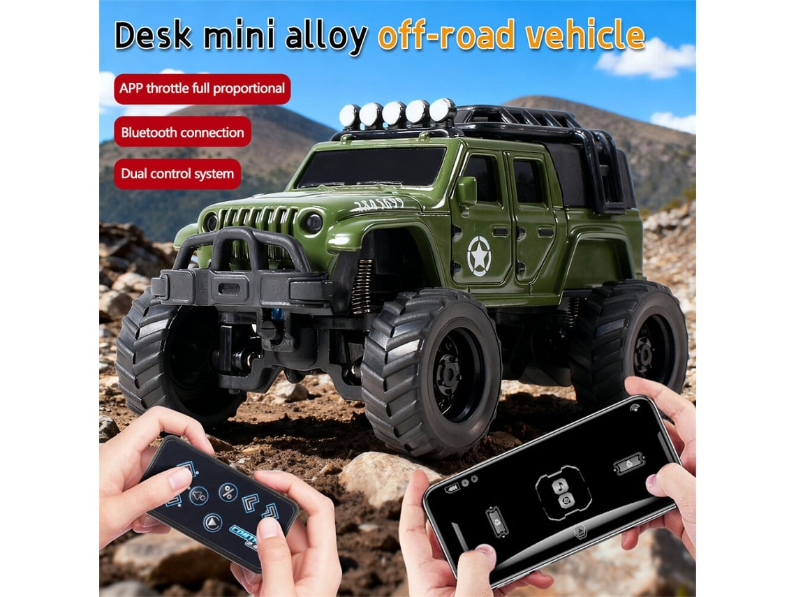 Amarillo Con Puente De Madera1/64 2.4g Mini Rc Aleación 3 Vel Off-road Escritorio App Led Juguetes