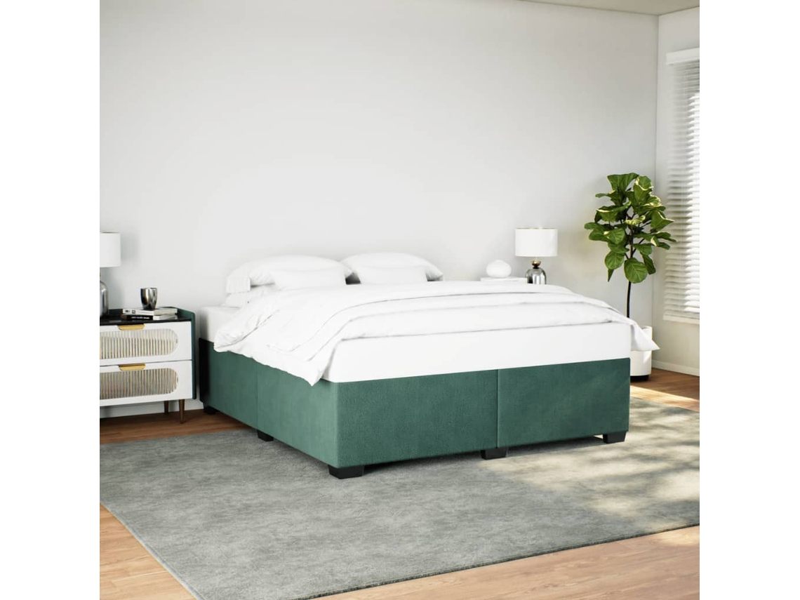 Estructura Cama Sin Colchón Terciopelo Verde Oscuro 180x200 Cm
