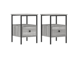 Mesitas de Noche 2Pzs Derivados de Madera Sonoma Gris