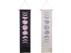 Tapiz Pared Moderno 2 Piezas Diseño Llena Algodón Lavable Decoración Hogar Oficina Ciclo Lunar Luna