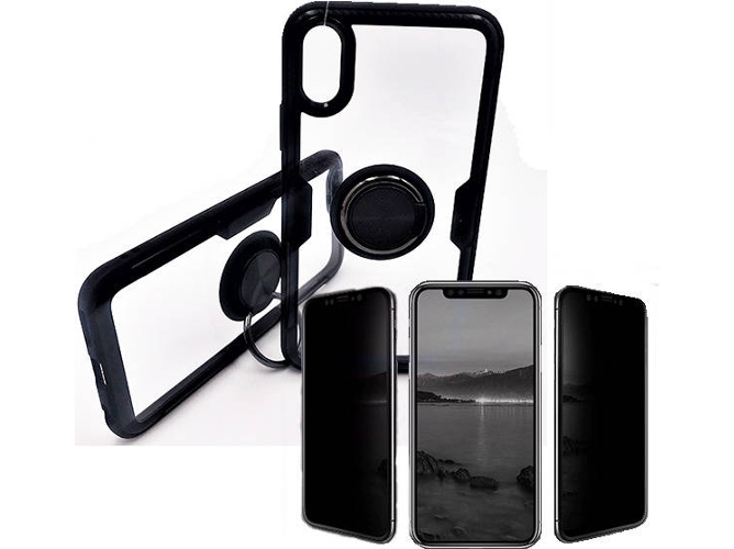 Kit Carcasa y Protector Privacy Huawei P20 Lite Clear Armor Negro