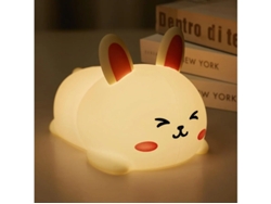 Lámpara de noche de conejo con forma de oso polar de silicona para niños con 2 niveles de brillo y 7 colores táctiles kawaii para Bestvite