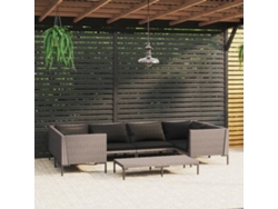 Conjunto de piezas. Salón C/ Almofadões Vime Pe Cinzento Escuro Dkd Home Decor