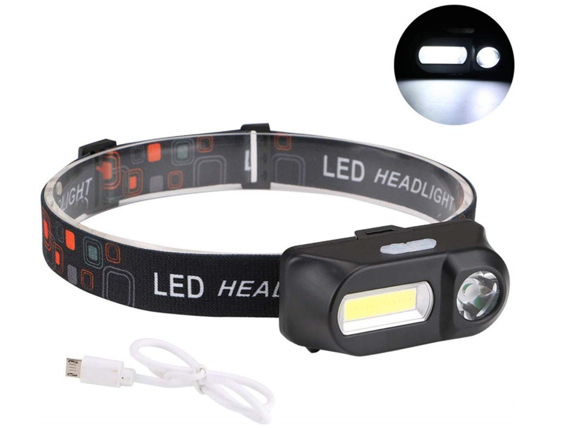 Linterna frontal LED recargable por USB Linterna frontal impermeable 180 LM (COB) 100 LM (XPE) Linterna frontal YIZHOOD Lantern-0064 (negra) YIZHOOD