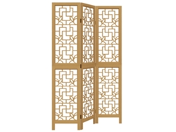 Biombo separador de 3 paneles VIDAXL madera maciza paulownia marrón