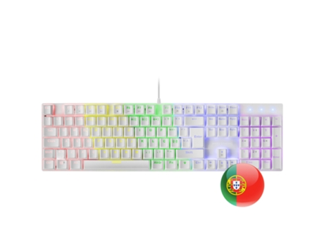 Teclado Gaming RGB Mars Gaming MK422 Blanco, Switch Mecánico Marrón, Idioma Portugués