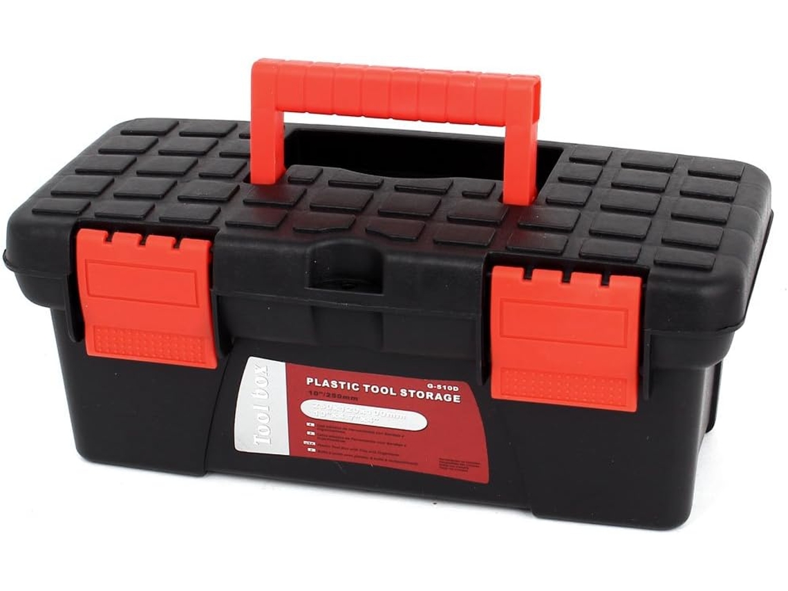 Caja De Herramientas Multiusos De Plástico Negro Y Rojo De 2 Capas.