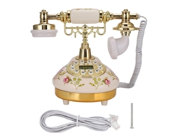 Teléfono Retro De Cerámica Rosa Con Base Redonda E Identificador De Llamadas Fsk/dtmf Para El Hogar Y La Decoración.