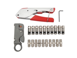 Kit De Herramientas Para Crimpar Cables Coaxiales Con Pelacables Y 10 Conectores Rg6 Tipo F.