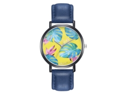Reloj De Cuarzo Analógico Mujer Con Correa Pu Estilo Simple Regalo De Joyería Azul