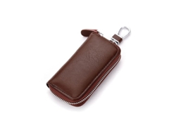 2026rebe-cartera De Llaves De Cuero Premium Con 6 Ganchos Cierre Zipper Para Coche Y Llaves Domésticas Marrón