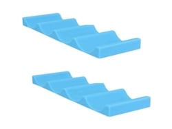 Estantería apilable para botellas y latas, organizador de silicona para refrigerador y armario, azul, 29,7 x 10 x 2,3 cm