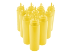 Juego De 10 Dispensadores De Condimentos De Plástico De 720 Ml Para Salsa, Aceite, Crema Y Vinagre Amarillo.
