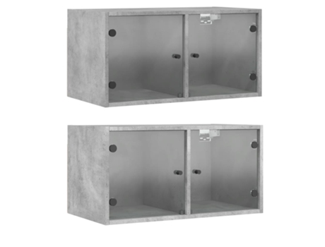 Conjunto 2 Mueble De Pared VIDAXL Gris Madera contrachapada (68.5x37x35 cm)