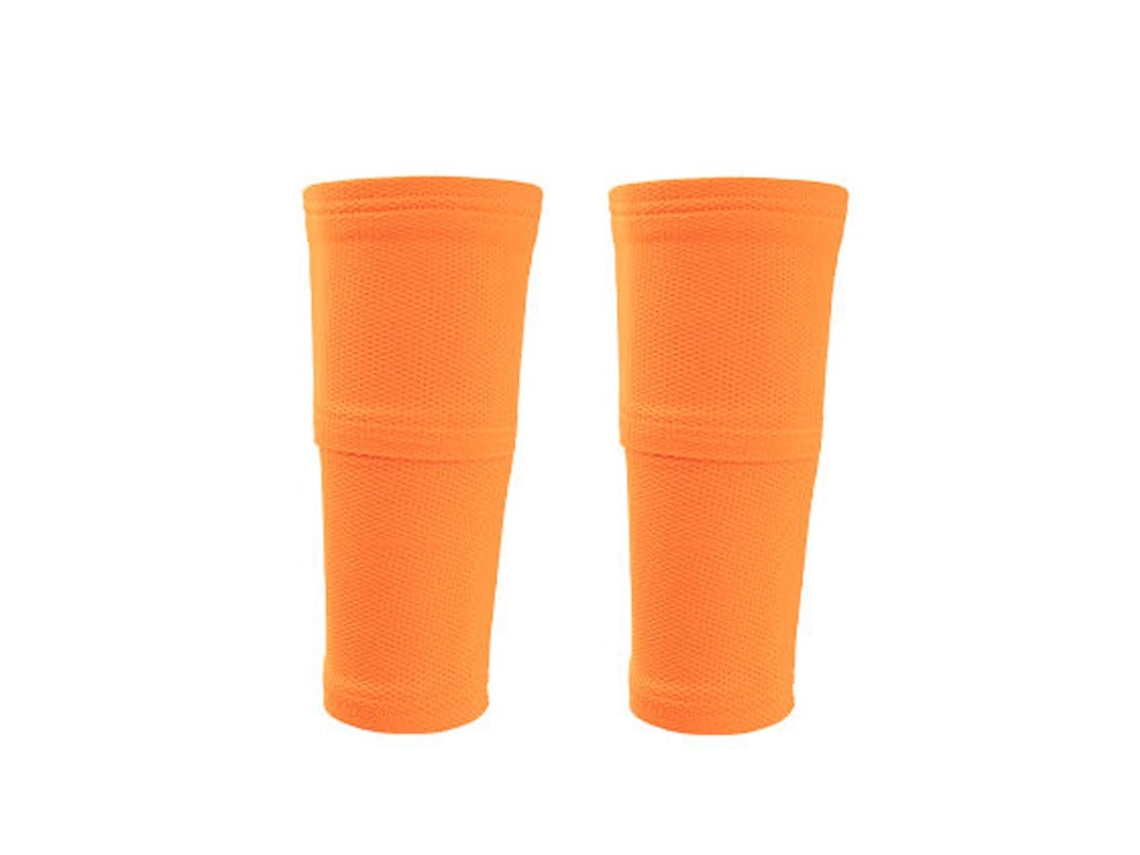 (orange S)1 Funda De Pierna De Fútbol Doble Con Bolsillo, Funda De Pantorrilla De Compresión, Funda De Pierna De Fútbol
