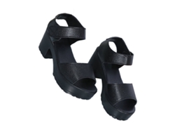 Sandalias De Verano Para Mujer Con Tacón Grueso Y Punta Abierta, De Piel Sintética De Pu Y Detalle De Velcro, Talla 39.