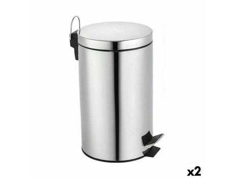 Cubo de Basura con Pedal CONFORTIME Plateado 20 L (2 Un)