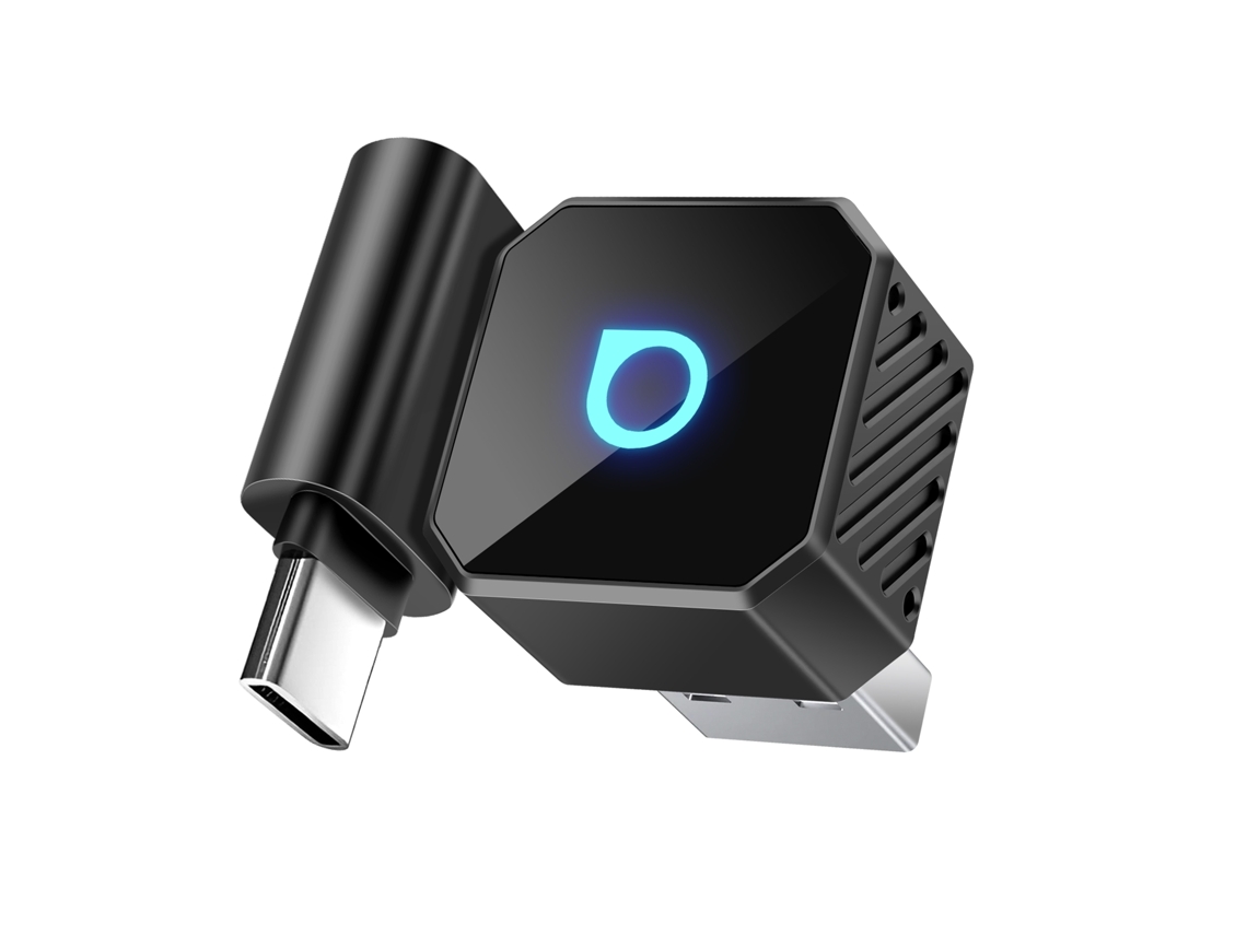 Adaptador USB/USB-C Avizar Mini Ottocast para CarPlay y Android Auto inalámbrico, negro
