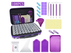 Caja de almacenamiento de cuentas para joyería y pintura de diamantes Digitallab de 108 piezas (60 ranuras con herramientas)