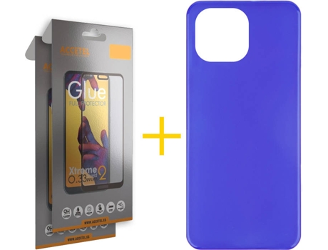 Kit Funda + 2 Protectores de Pantalla Apple iPhone 13 Pro Max ACCETEL Liso Azul