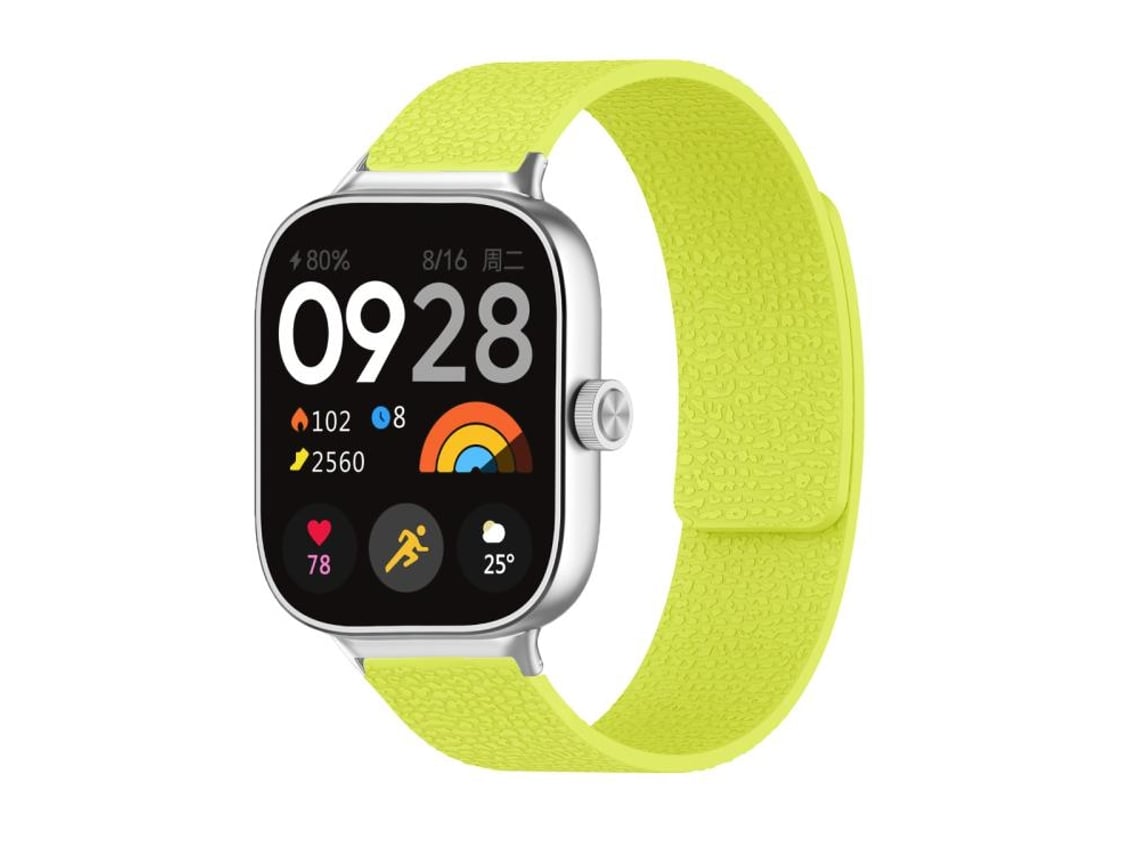 Bracelete Para Redmi Watch 6 / 5 / 4 - Silicone Macio Magnético - Textura De Lichia Verde Fluorescente