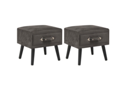 Mesas-De-Cabeceira LOVELY HOME Mesinha 2 Pcs 40X35X40 Cm Veludo Cinzento