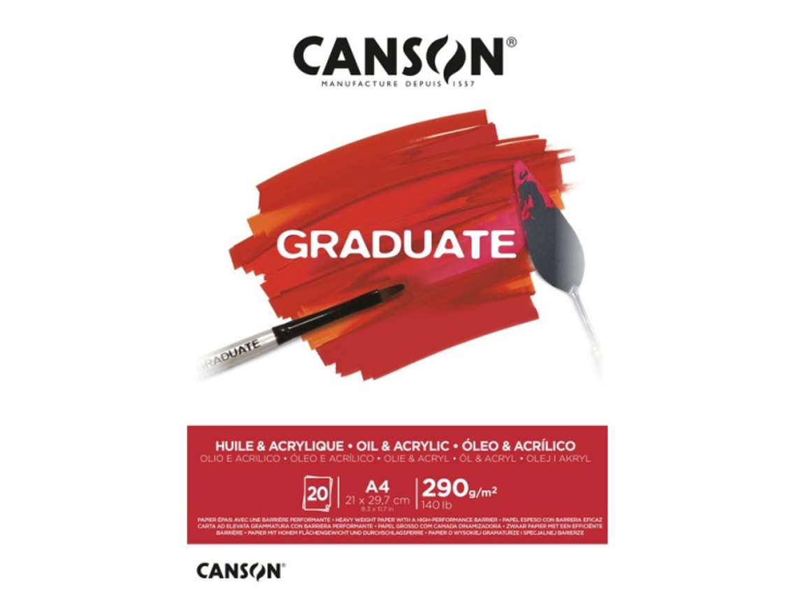 BLOC OLEO Y ACRILICO CANSON GRADUATE A4 20 HJ. 290 Gr
