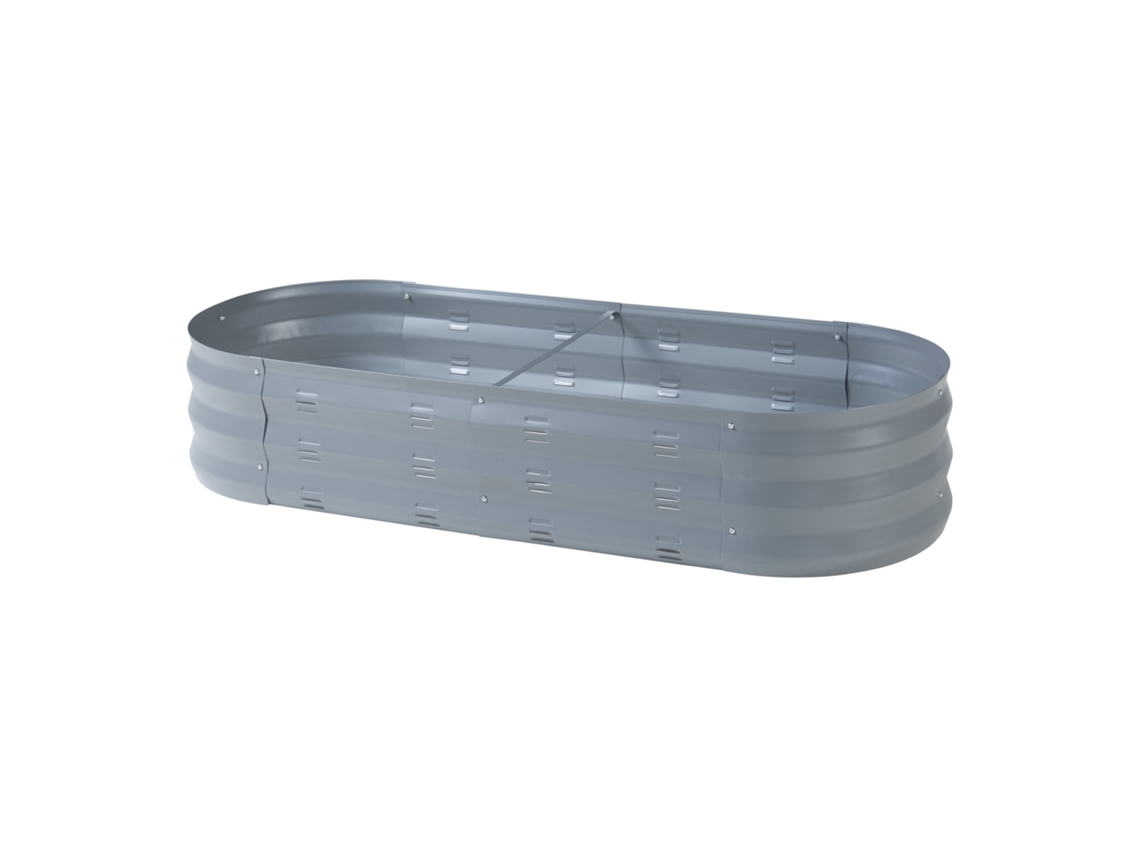 Huerto urbano alto Alfedena ovalado de acero 129x50x25 cm - Antracite CASA.PRO