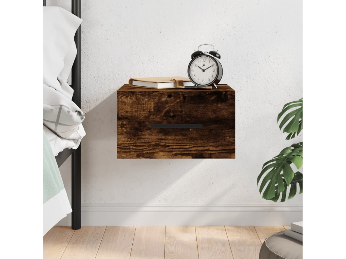Mesita de Noche de Pared 35X35X20 Cm Color Roble Ahumado