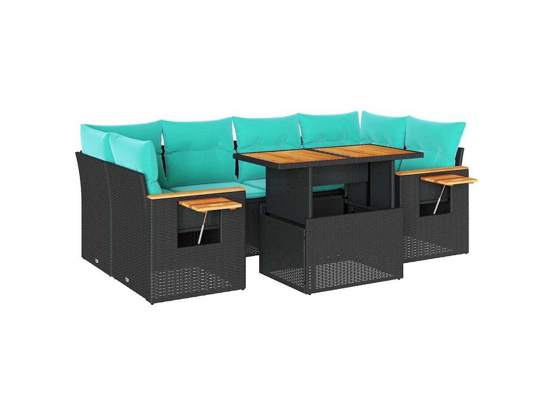 Maison Exclusive - Set De Sofás De Jardín 7 Pzas Con Cojines Ratán Sintético Negro