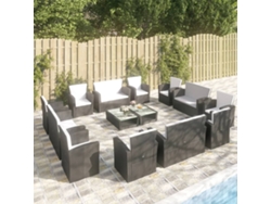 Conjunto de jardín DKD Home Decor de 16 piezas con cojines de mimbre negros