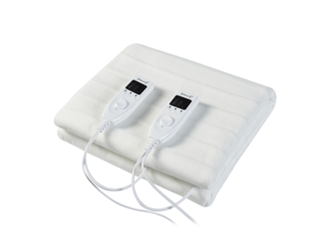 Manta eléctrica Doble Interruptor con 3 posiciones 60W poliéster 160x140 cm Blanco [casa.pro] [CASA.PRO]