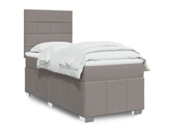 Cama Box Spring Con Colchón Tela Gris Taupe 80x200 Cm